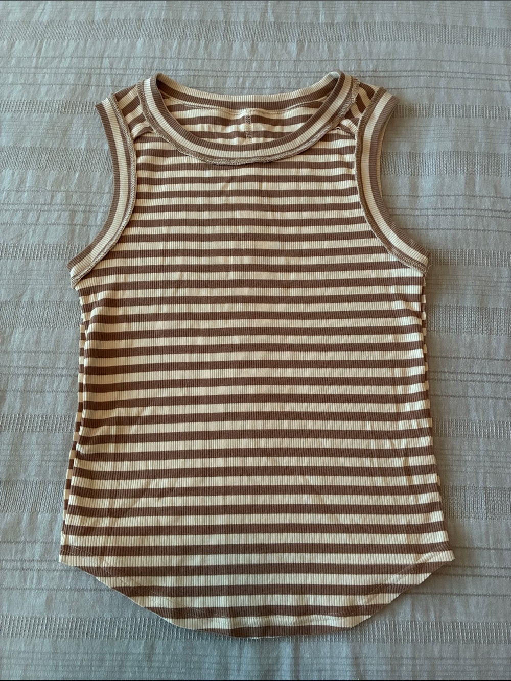 CUTE Striped Sleeveless Tank Top in Brown & Cream